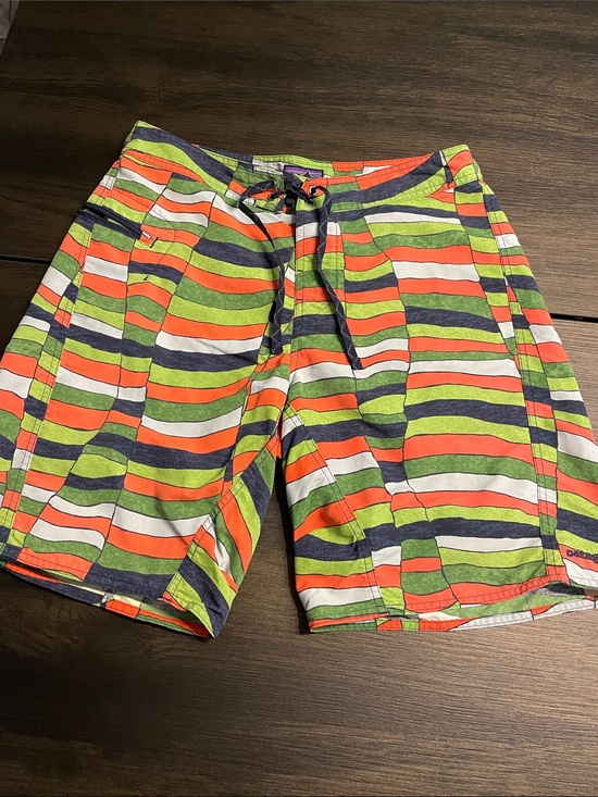 Patagonia Other - Patagonia Men's Striped Swim Shorts - Green/Orange/Navy